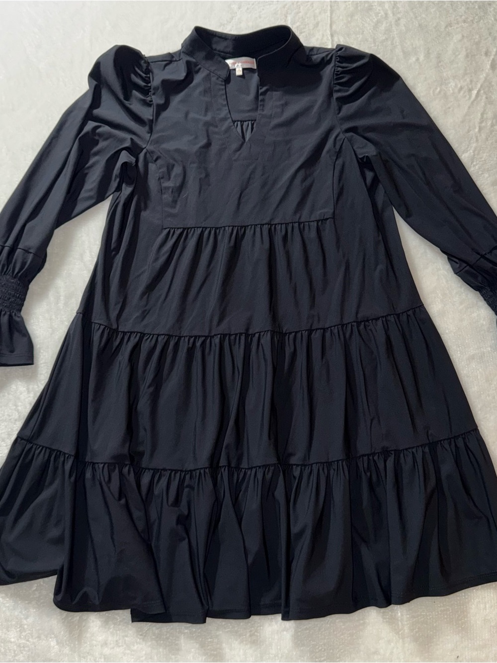 Women’s Jude Connally Black Tiered Long-Sleeve Dress - Picture 2 of 8